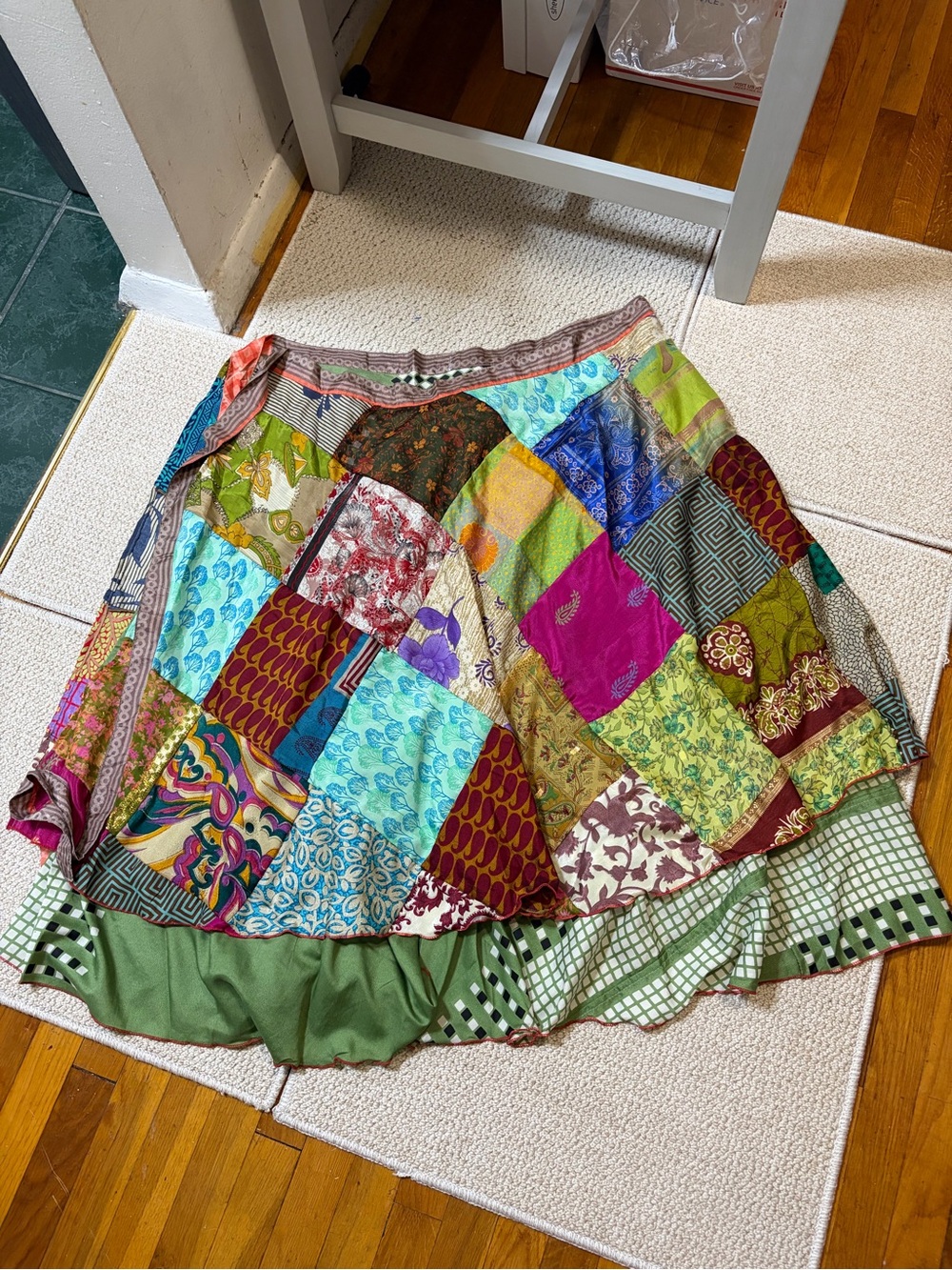 Handmade Patchwork Reversible Wrap Skirt Hippie Boho Gypsy Whimsigoth Indie One